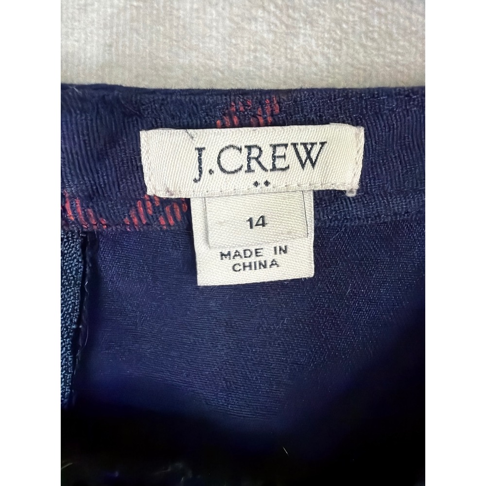 J Crew Navy Blue Plaid Mini Retro Mod Academia Shift Dress Sze 14 Windowpane - Picture 3 of 5